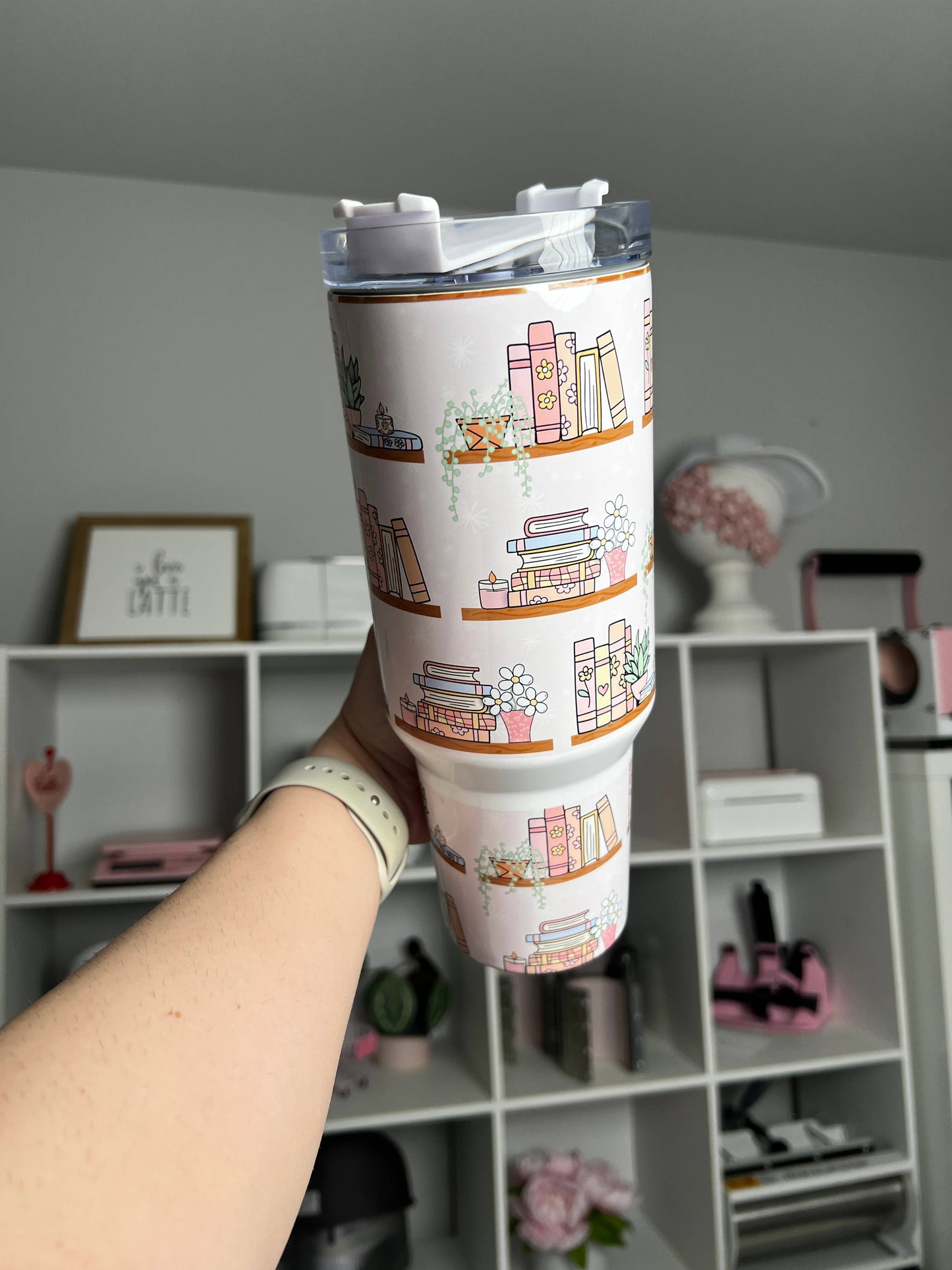 Bookshelf and Plants Vibes 40oz Tumbler Quencher