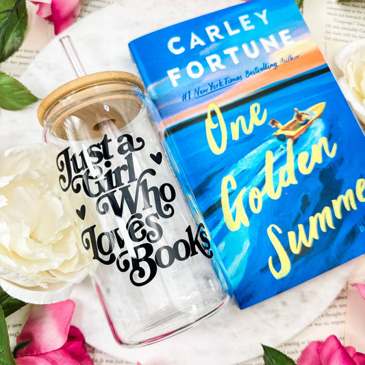 Just A Girl Who Loves Books 16oz Clear Glass Cup