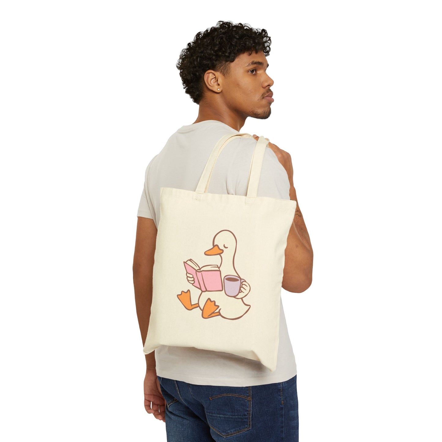 Duck Reading Cotton Canvas Tote Bag For Book Lovers, Bookish Merch, Booktok