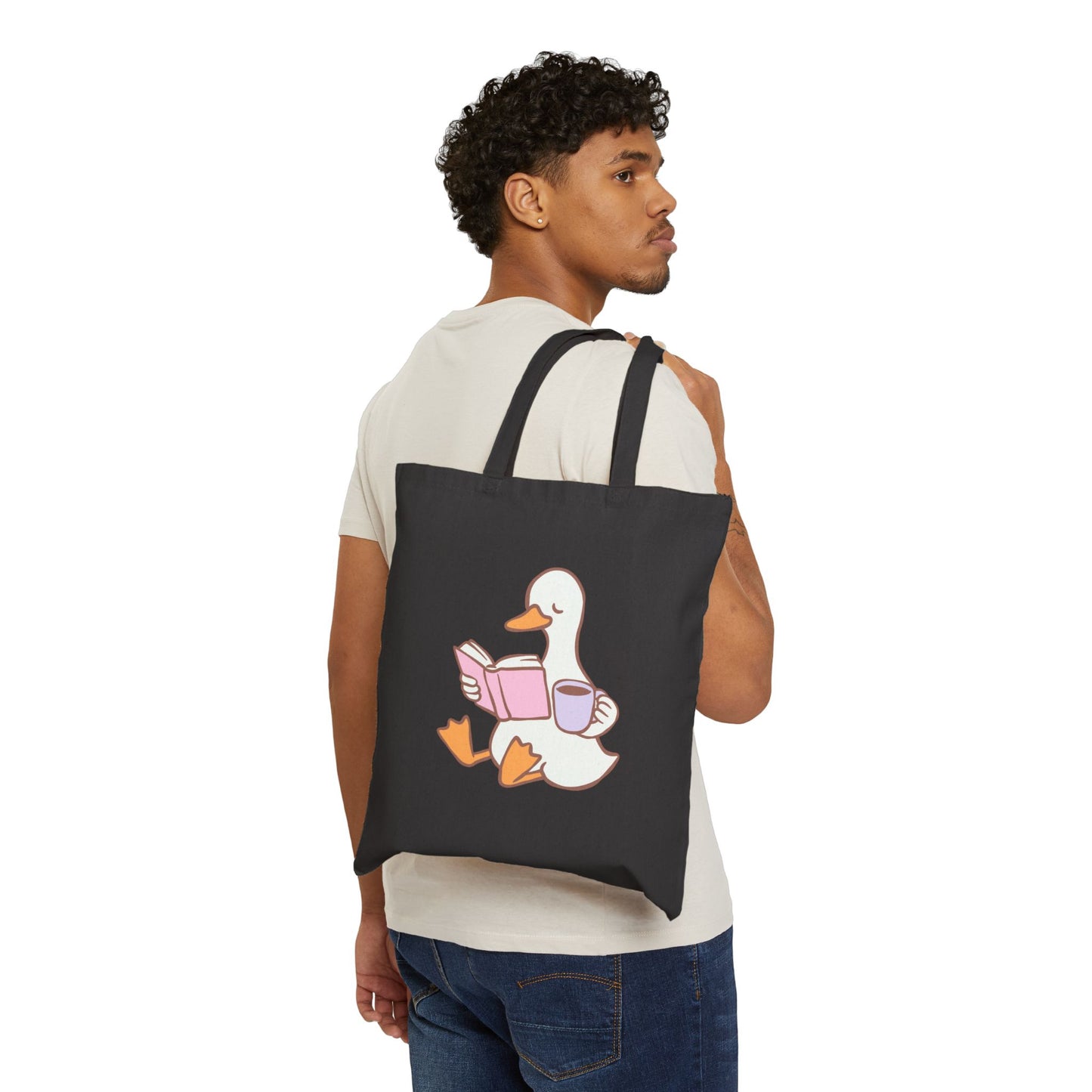Duck Reading Cotton Canvas Tote Bag For Book Lovers, Bookish Merch, Booktok
