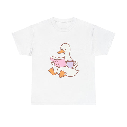 Duck Reading Heavy Cotton Tee For Book Lovers, Bookish Merch, Booktok