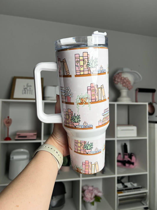 Bookshelf and Plants Vibes 40oz Tumbler Quencher